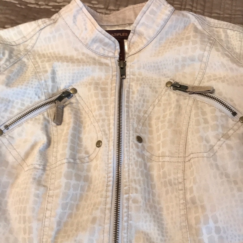 Multiples Jacket, Tan With Many Zippers, Size S - image 3